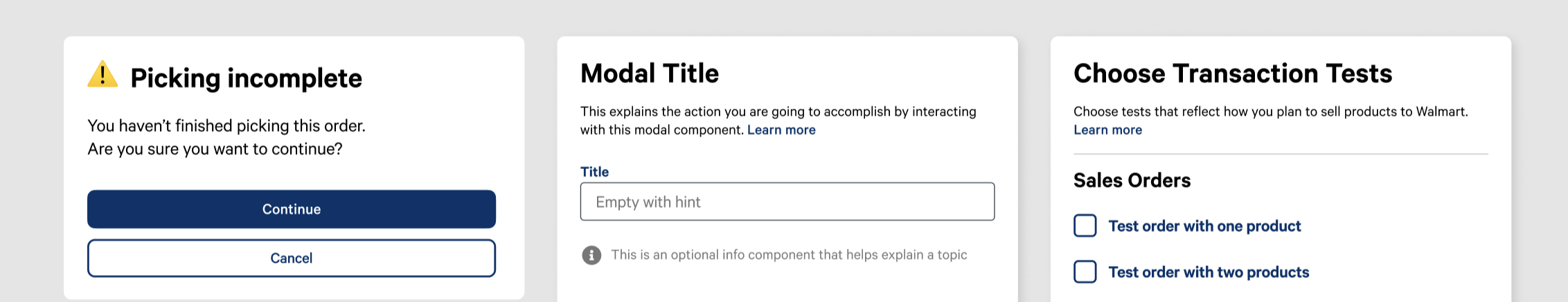 Cin7 design system modal component documentation